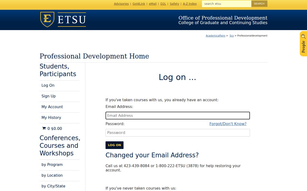 Johnson City people directories image of ETSU People Search controls