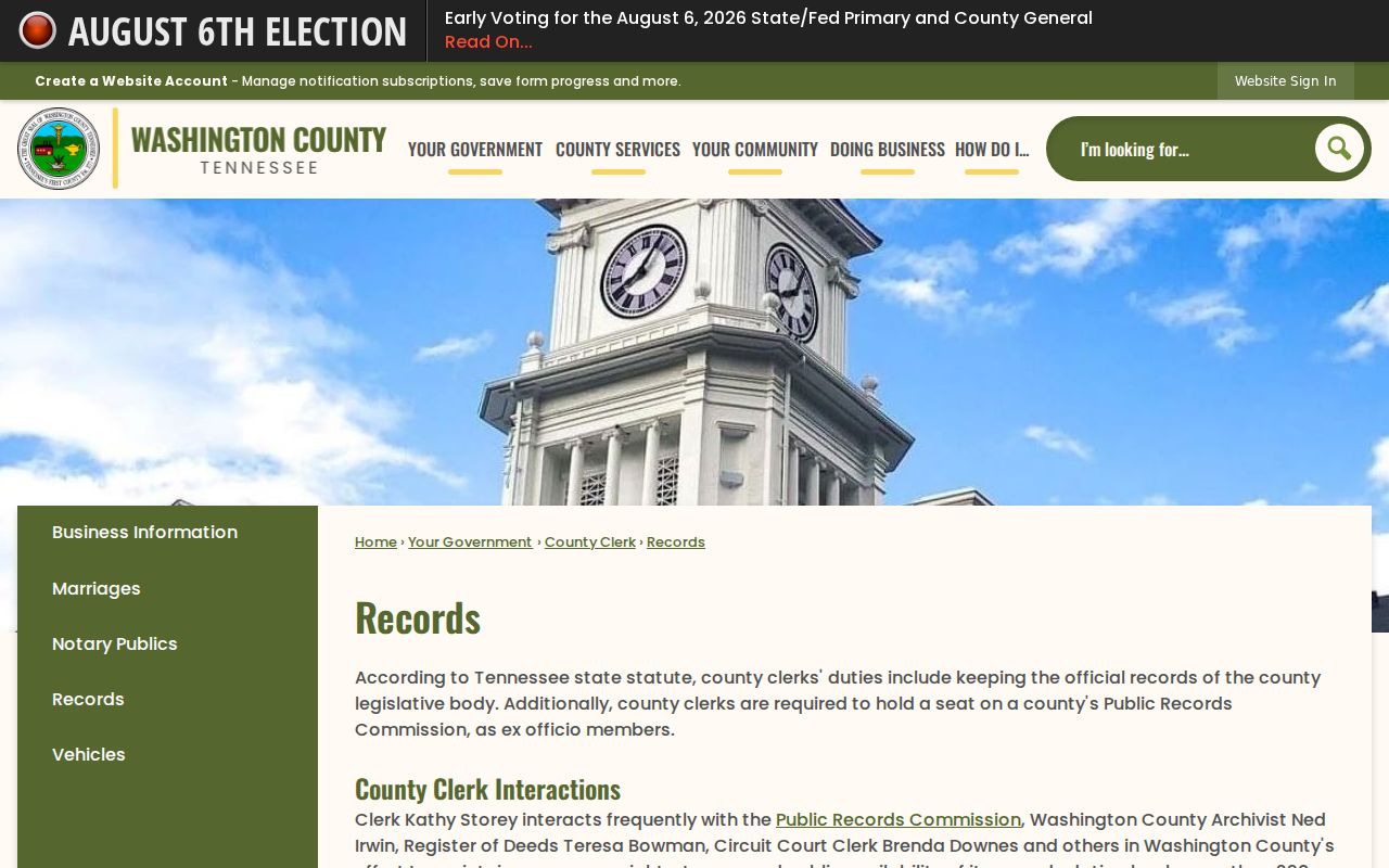 Johnson City public records access at the Washington County Register of Deeds